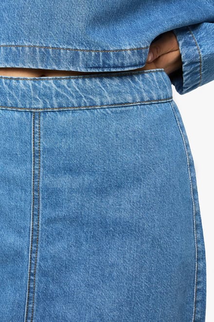 boohoo Dames A-lijn denimrok | Mid Blue | Maat: 6