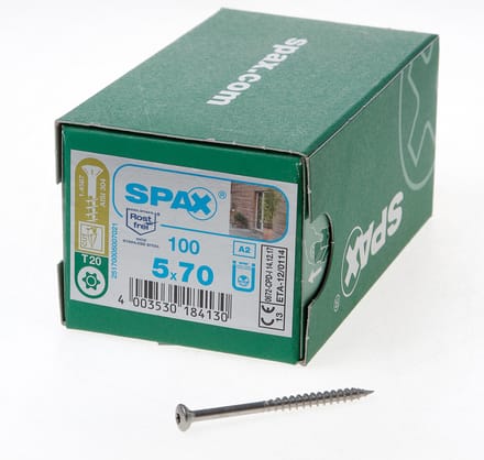 Spax - Gevel en Schuttingschroeven - Torx 20 Lenskop - 5 x 70mm Deeldraad - RVS (100 stuks)
