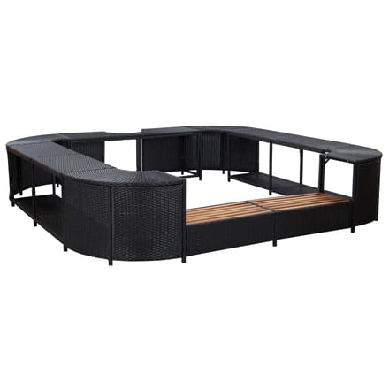 vidaXL - Spa-ombouw - vierkant - 268x268x55 - cm - poly - rattan - zwart