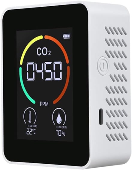 Luchtkwaliteit Monitor - CO2 Meter - Omgeving Analyseren - Elektrochemische Module - Compact Formaat - Wit