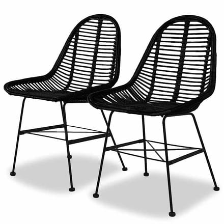 vidaXL - Eetkamerstoelen - 2 - st - natuurlijk - rattan - zwart
