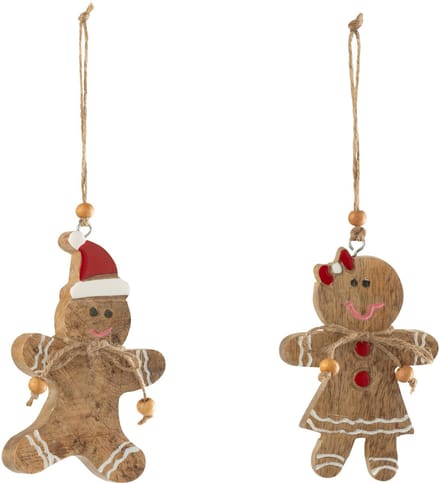 J-Line hanger Gingerbread - hout - mix - 2 stuks