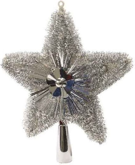 Decoris zilveren piek ster 23 cm glitter