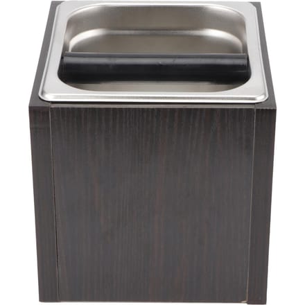 Knock Box Roestvrij Staal Vierkant Koffiedik Container Afvalbak met Houten Doos black