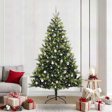 vidaXL - Kunstmatige - Scharnierende - Kerstboom - 300 - LEDs - Groen - 210 - cm