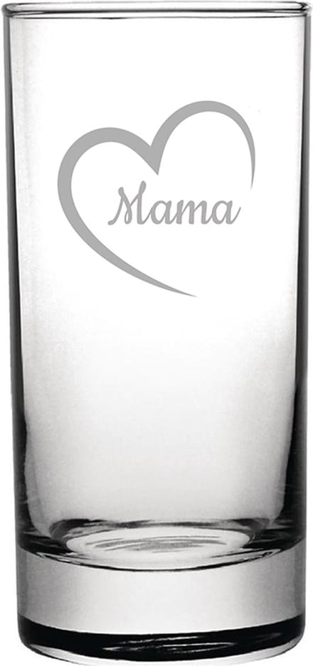 Gegraveerde longdrinkglas 28,5cl Mama met hartje