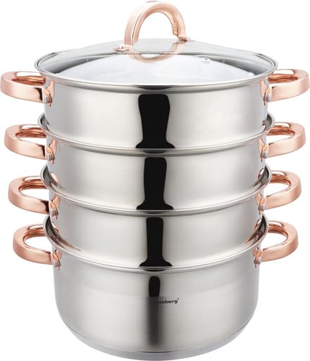 Klausberg 7736 - stoompan - 5 delig - 24 cm - 5 liter - rvs - alle warmtebronnen