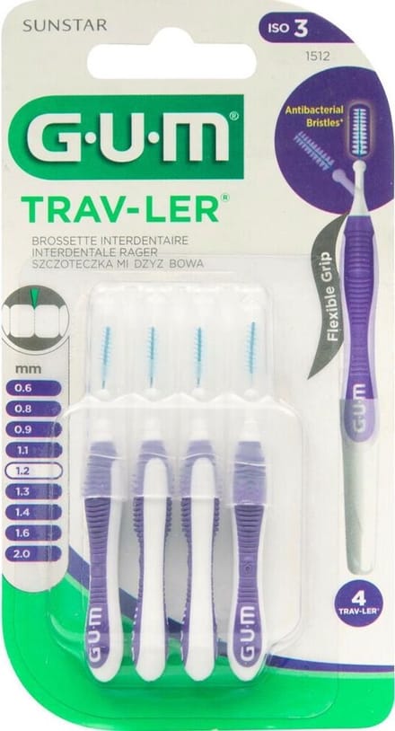6x GUM Trav-Ler Ragers Paars 1.2mm blister à 4 stuks