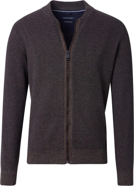 Casa Moda Klassiek Vest Met Rits Katoen 444302800-678 Bruin - XL