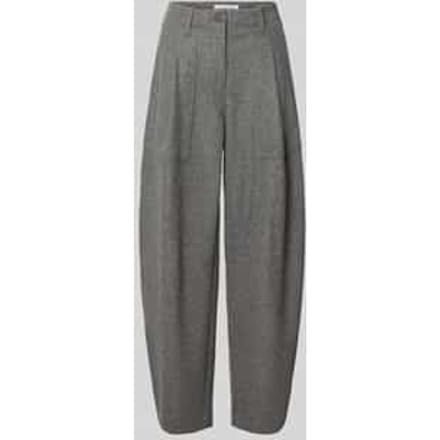 Regular fit barrel leg broek met mix van viscose en wol model 'October'