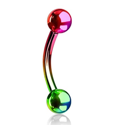 Piercing curved rond basis extern 1.2x8x3 - regenboog - LMPiercings
