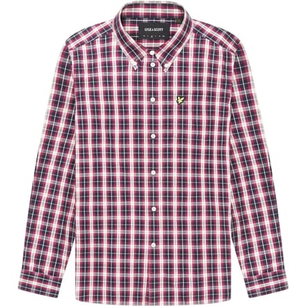 Lyle & Scott Heren Geruite Poplin Overhemd met Lange Mouwen (Navy)