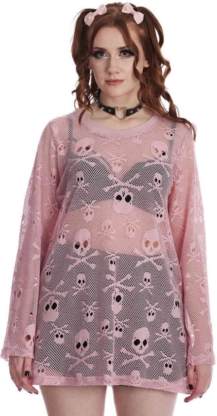Banned - Bff Net Longsleeve top - M - Roze