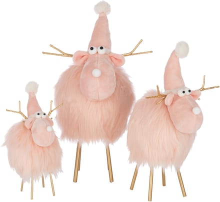 J-Line figuur Rendier - polyresin - roze - large