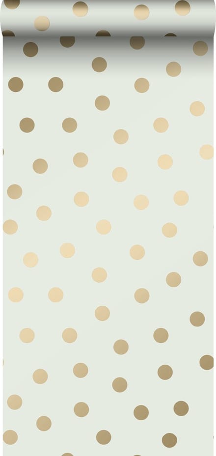 ESTAhome behang stippen gebroken wit en goud - 53 cm x 10.05 m - 139243