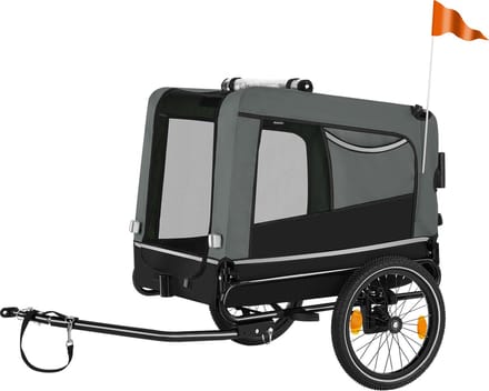 tectake® - Hondenkar WoofRider fietskar - grijs - inklapbaar, tot 40 kg - hondenbuggy hondenwagen - 404947