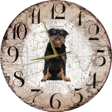 Houten Klok - 30cm - Hond - Brusselse Griffon