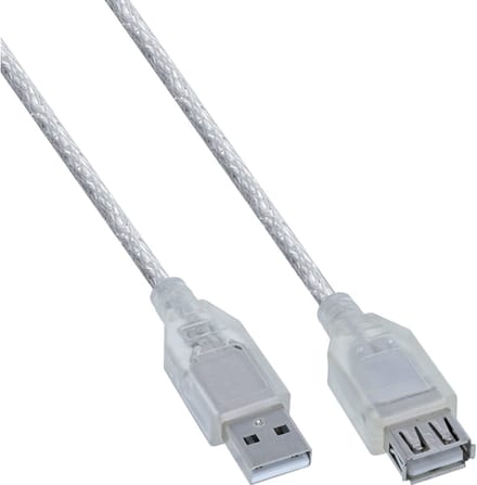 InLine® USB 2.0 verlengkabel, man/vrouw, type A, transparant, 2m