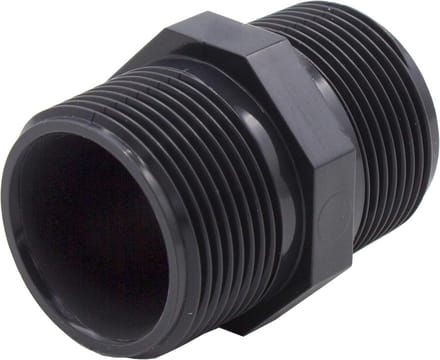Dubbele nippel voor 1 1/4 inch leidingen, PVC-U, 16 bar drukbestendig