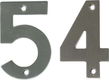 AMIG Huisnummer 54 - massief Inox RVS - 10cm - incl. bijpassende schroeven - zilver
