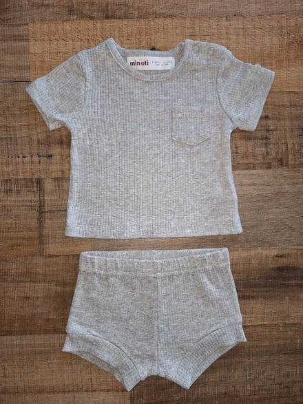 Minoti - rib setje - grijs - summer set - maat 62/68