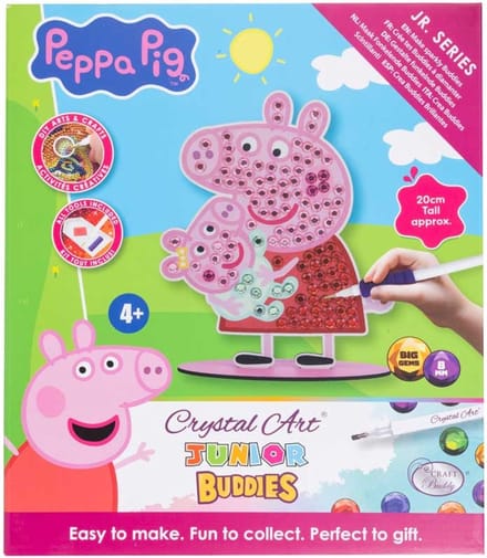 Craft Buddy Peppa & Evie Crystal Art Junior Buddies XL knutselset.