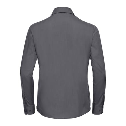 Russell Collection Dames/Dames Poplin Easy-Care Overhemd met Lange Mouwen (Konvooi Grijs)