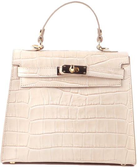 Giuliano lederen schoudertas Florine - Kroko - Made in Italy - Dames - Beige
