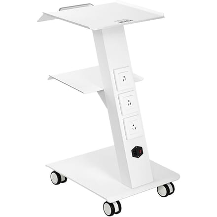 Chariot de Laboratoire Dentaire Mobile à roulettes, Chariot de Service à 3 Niveaux avec Prise