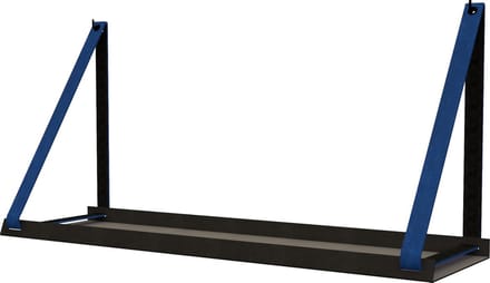 Handles and more -  Stalen wandplank zwart 98cm + leren plankdragers Blauw