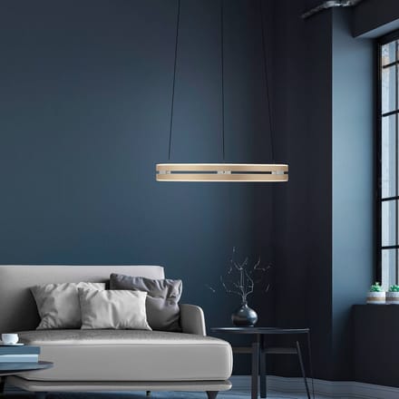 LED hanglamp PURE E-Loop, ivoorgoud, Ø 50 cm, aluminium, CCT
