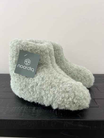 Noordiq - Merino Wollen Sloffen - Groengrijs - Maat 37/38