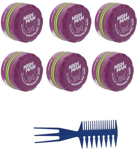 Nishman 04 Hair Styling Wax Ruby 6 stuks + Styling Comb