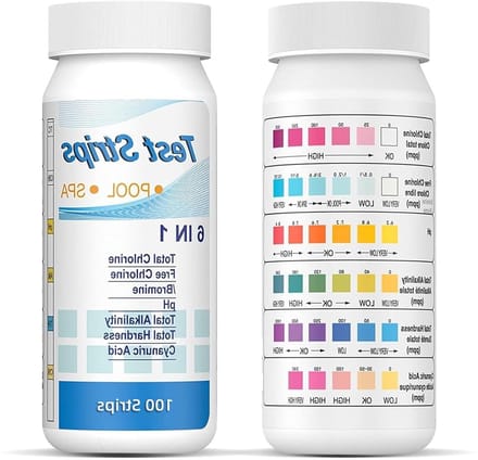 100 stuks 6-in-1 teststrips voor zwembadwateranalyse, pH-waarde, chloor en alkaliniteit