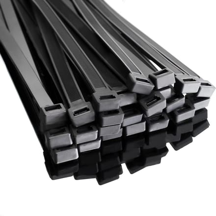 Set van 250 Extra Lange Zwarte Kabelbinders 600mm - 90kg Treksterkte, UV-bestendig
