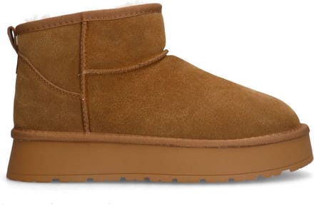 Manfield - Dames - Cognac suède snowboots - Maat 41