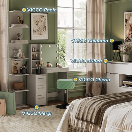 Vicco Meryl Kaptafel met licht – 80 cm met LED-verlichting Wit