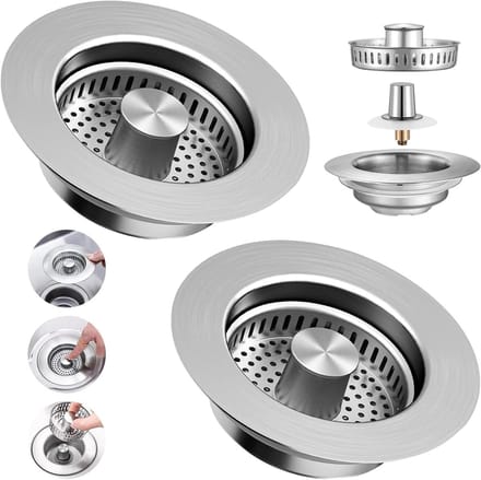 Set van 2 Universele Spoelbakstop met Zeef voor Keuken en Wastafel