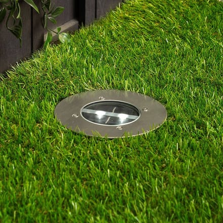 Smartwares Lugo LED grondspot inbouwlamp op zonne-energie, IP44, roestvrij staal, glas