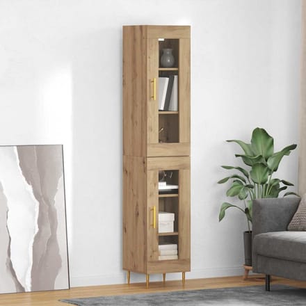 vidaXL - Highboard - 2 - st - Artisan - Eiken - 34,5 - x - 34 - x - 180 - cm - Bewerkt - hout