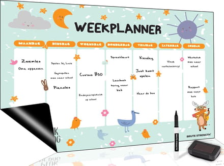 Brute Strength - Magnetisch Weekplanner whiteboard (11) - A3 - Planbord - Dagplanner kind  - To Do Planner kinderen
