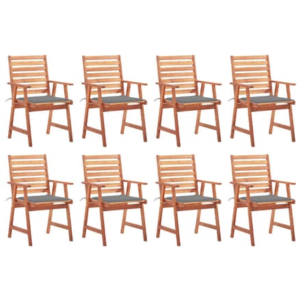 vidaXL - Tuinstoelen - 8 - st - met - kussens - massief - acaciahout