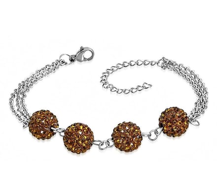 Montebello Armband Aimy Brown - 316L Staal - Shamballa 10mm - 17+4cm