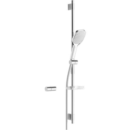 Hansa Activejet - Glijstangset met handdouche, 1 straalsoort, glijstang en doucheslang, wit/chroom 84370210