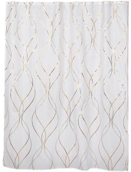 Tendance Douchegordijn Dubai - met ringen - wit/goud - polyester - 180 x 200 cm - wasbaar