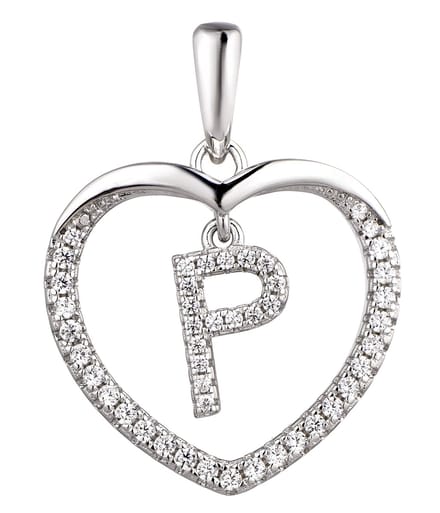 N3 Collecties 925 Hartje zilver Ketting met Hanger -Letter P