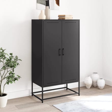 vidaXL - Hoge - kast - 68,5x38,5x123,5 - cm - staal - zwart