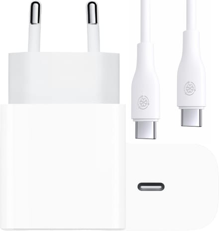 20w Oplader usb C - Usb-C naar usb-C - 3 Meter - Power Delivery - Snellader - Wit