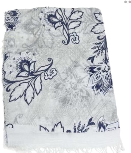 Lange Sjaal - 100% Bamboe - Print - (3802) Wit/Grijs
