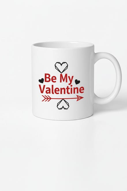 Valentijn Mok 'Be My Valentine' - Romantisch Cadeau met Hartjes en Pijl